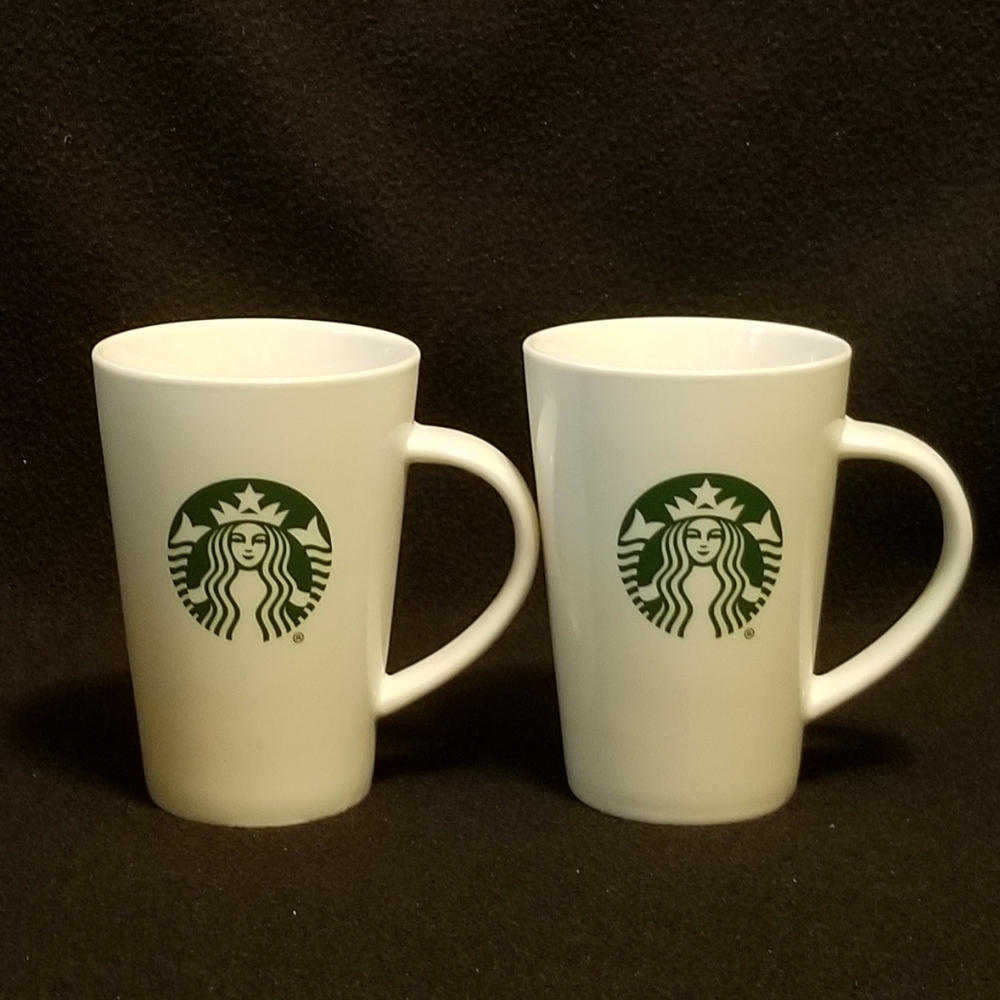 Starbucks Green & White 12oz Logo Mug Set in EUC - Picture 3 of 6